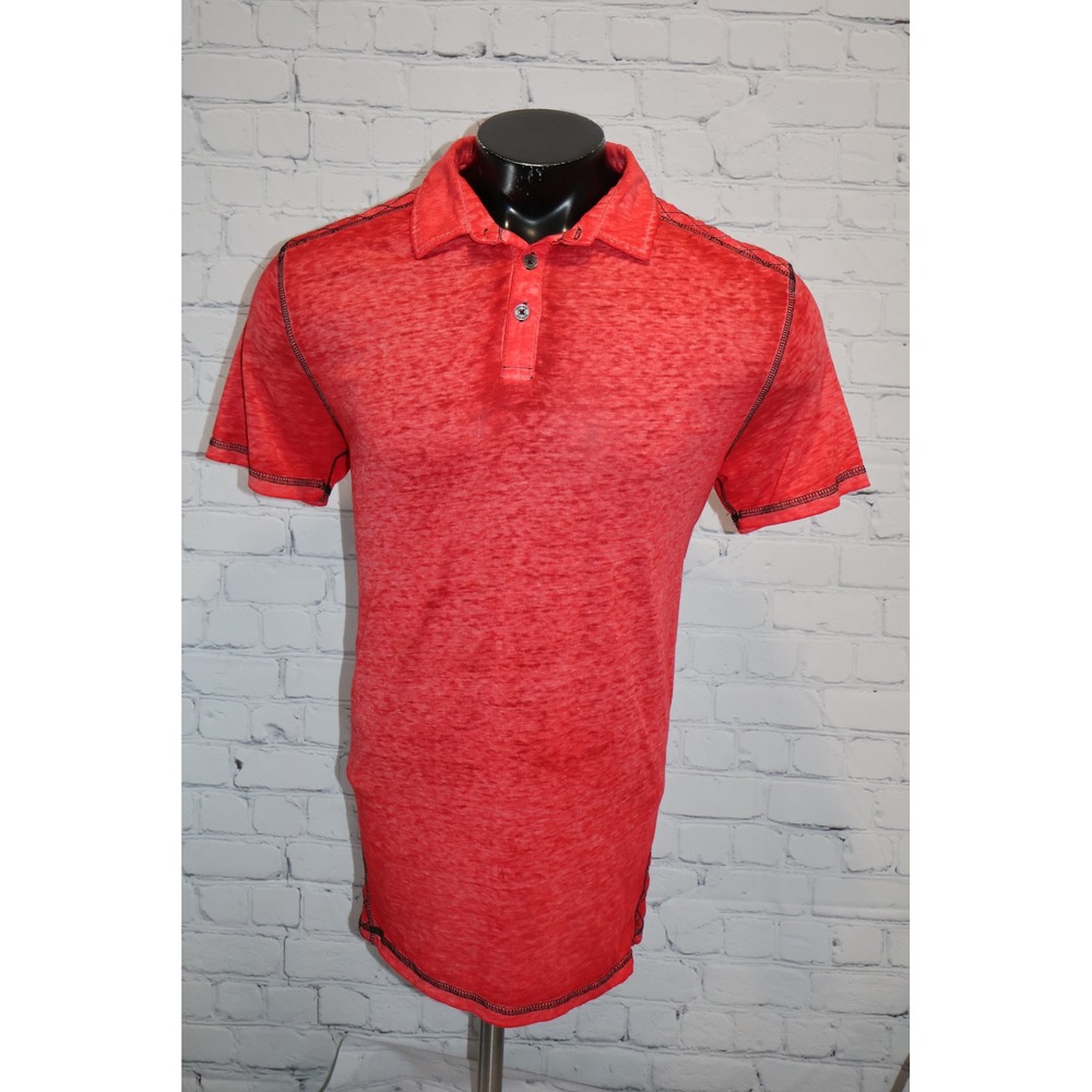 Buckle Black BKE Polo Shirt Mens Medium Red Acid Wash Contrast Stitch MMA Style